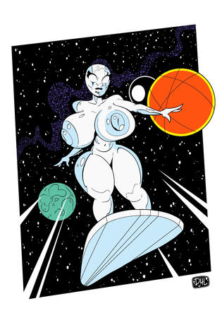 A lewd take on the Silver Surfer